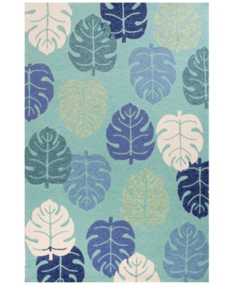 Kas - Harbor Palms 4228 Turquoise 2' x 3' Indoor/Outdoor Area Rug