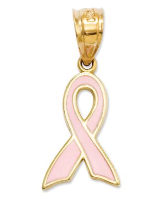 Macy's - 14k Gold Charm, Pink Awareness Ribbon Charm