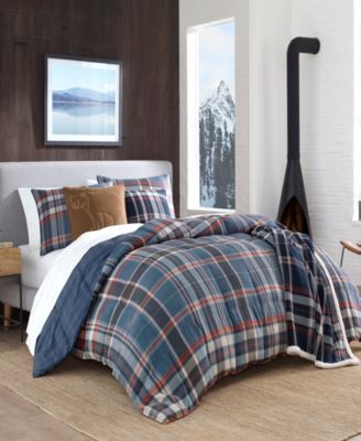 Eddie Bauer - Shasta Lake Navy Comforter Set, Full/Queen
