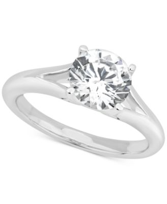GIA Certified Diamonds - Certified Diamond Solitaire Engagement Ring (1-1/2 ct. t.w.) in 14k White Gold