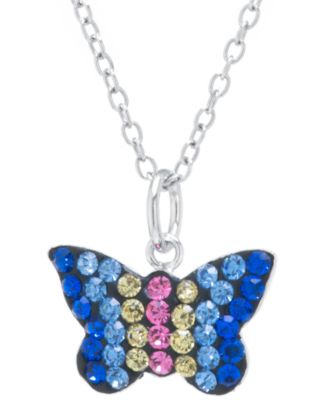 Giani Bernini - Multicolor Pave Crystal Butterfly Pendant With 18" Chain set in Sterling Silver