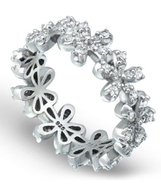 Macy's - Cubic Zirconia Flower Band Ring in Fine Silver Plate
