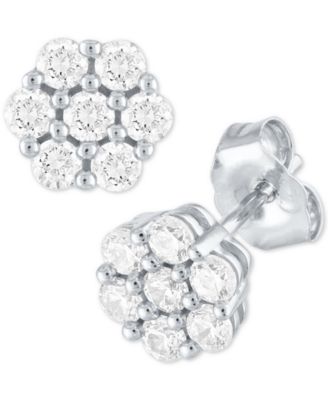 Forever Grown Diamonds - Diamond Cluster Stud Earrings (1/2 ct. t.w.) in Sterling Silver