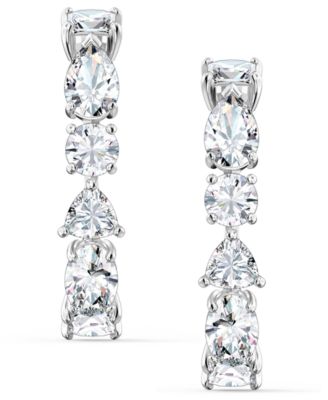 Swarovski - Silver-Tone Crystal Curved Drop Earrings
