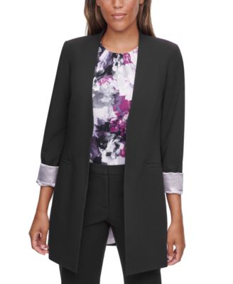 Calvin Klein - Petite Open-Front 3/4-Sleeve Blazer