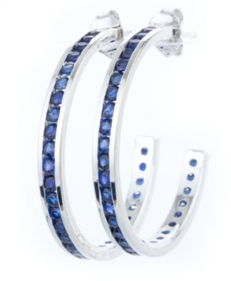 Macy's - Semi Precious Birthstone Hoop Earrings in Sterlling Silver