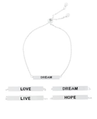 Macy's - Inspirational Love, Hope, Live, Dream 4 Sided Bar Adjustable Bracelet In Fine Silver Plated