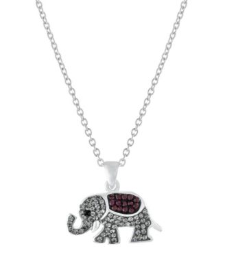 Macy's - Crystal Elephant Pendant 16+2" Extender In Fine Silver Plated