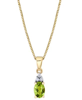 Macy's - Peridot (1/2 ct. t.w.) & Diamond (1/20 ct. t.w.) 18" Pendant Necklace in 14k Gold