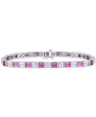 Macy's - Lab-Created Ruby (4-3/8 ct. t.w.) & Lab-Created White Sapphire (3-1/3 ct. t.w.) Tennis Bracelet in Sterling Silver (Also in Lab-Created Blue Sapphire)