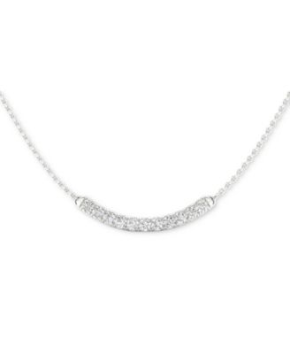 Forever Grown Diamonds - Lab-Created Diamond Curved Bar 18" Collar Necklace (1/2 ct. t.w.) in Sterling Silver, 16 + 2" extender