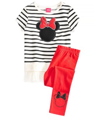 Disney - Little Girls 2-Pc. Minnie Mouse Silhouette Top & Leggings Set