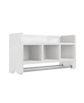 Alaterre Furniture - 25" Bath Storage Shelf With Towel Rod, White