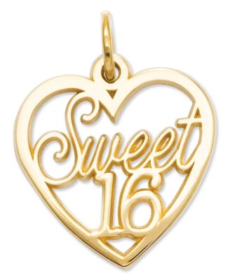 Macy's - 14k Gold Charm, Sweet 16 Heart Charm