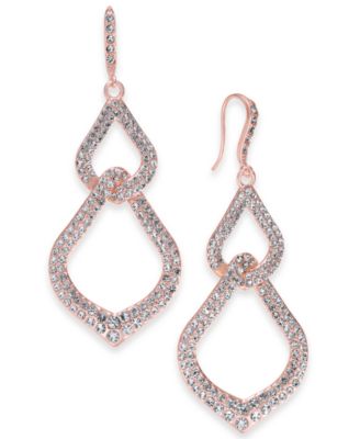 INC International Concepts - Rose Gold-Tone Pav&eacute; Interlocking Linear Drop Earrings