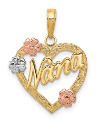 Macy's - Nana Heart and Flowers Pendant in 14k White, Yellow and Rose Gold
