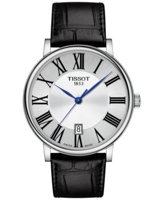 Tissot - Men's Swiss Carson Premium Black Leather Strap Watch 40mm