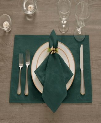 Elrene - Poinsettia  Jacquard Holiday Placemat, Set of 4