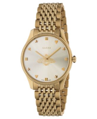 Gucci - Women's Swiss G-Timeless Slim Gold-Tone PVD Stainless Steel Bracelet Watch 36mm