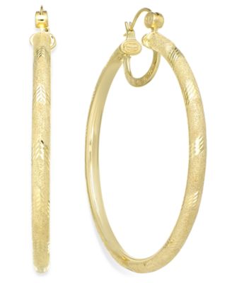 Simone I. Smith - 18k Gold over Sterling Silver Earrings, Laser and Diamond-Cut Extra Large Hoop Earrings (Also in Platinum Over Sterling Silver)