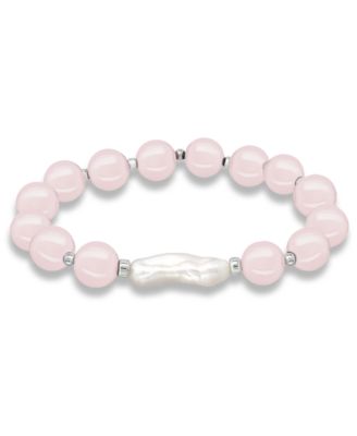 Macy's - Genuine Stone Bead Biwa Pearl Stretch Bracelet