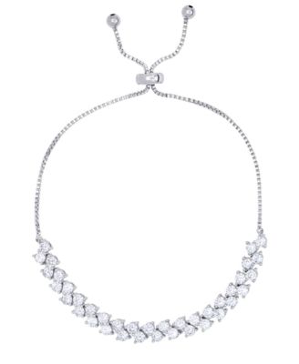 Macy's - Cubic Zirconia Double Row Adjustable Bolo Bracelet in Silver Plate