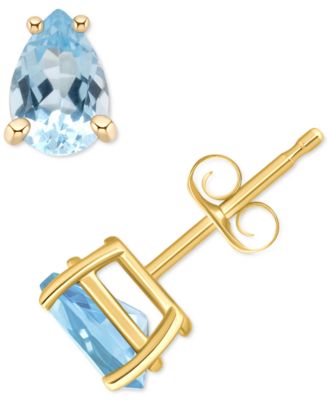 Macy's - Aquamarine Pear Stud Earrings (3/4 ct. t.w.) in 14k Gold