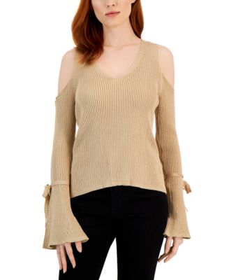 INC International Concepts - Women's Cold-Shoulder V-Neck Sweater