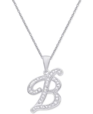 Macy's - Diamond Accent Script Initial Pendant Necklace in Silver Plate