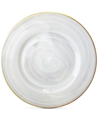 American Atelier - Alabaster Glass Charger Plate With Gold-Tone Rim