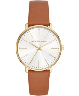 Michael Kors - Women's Pyper Luggage Leather Strap Watch 38mm