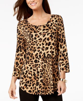 JM Collection - 3/4-Sleeve Printed Top