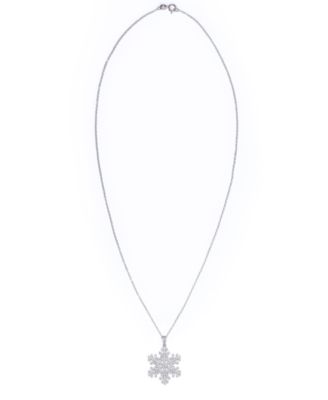 Macy's - Cubic Zirconia Snowflake Pendant Necklace in Fine Silver Plate