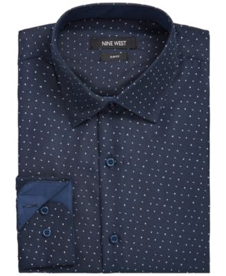 Nine West - Men's Slim-Fit Performance Stretch Dash Arrow-Print Dress Shirt