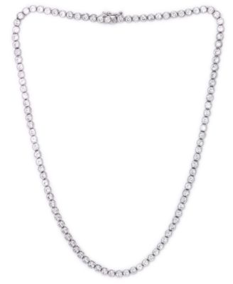 Macy's - Cubic Zirconia Bezel Link 17" Necklace in Fine Silver or Gold Plate