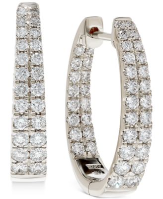 Macy's - Diamond Graduated In & Out Hoop Earrings (1-1/2 ct. t.w.)