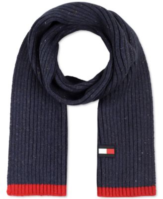 Tommy Hilfiger - Men's Rubber Flag Patch Tipped Rib Scarf