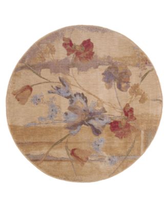 Nourison - Round Area Rug, Somerset ST18 Art Flower Beige 5' 6"