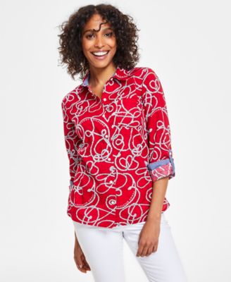 Tommy Hilfiger - Women's Rope Roll-Tab Button-Up Shirt