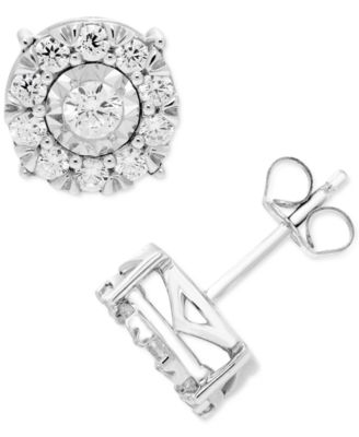 Macy's - Diamond Halo Stud Earrings (1 ct. t.w.) in 14k White Gold