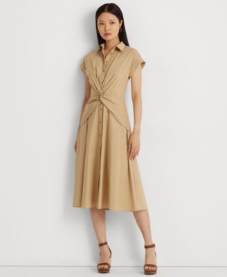 Lauren Ralph Lauren - Women's Twist-Front Cotton-Blend Shirtdress