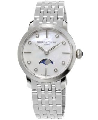 Frederique Constant - Women's Swiss Slimline Diamond-Accent Stainless Steel Bracelet Watch 30mm