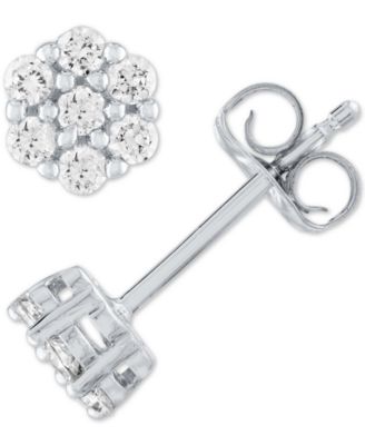 Forever Grown Diamonds - Lab Grown Diamond Cluster Stud Earrings (1/4 ct. t.w.) in Sterling Silver