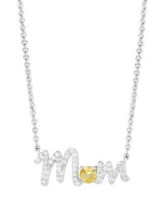 Macy's - Simulated Opal Mom Necklace In Fine Silver Plate