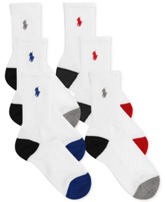 Polo Ralph Lauren - Boys' or Little Boys' 6-Pack Color-Blocked Crew Socks