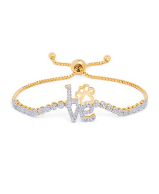 Macy's - Diamond Accent Love Paw Adjustable Bolo Bracelet in Gold-Plate
