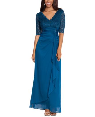 Betsy & Adam - Lace-Top Waterfall-Detail Gown