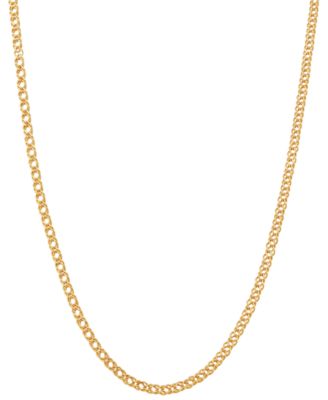 Italian Gold - Double Curb Link 18" Chain Necklace in 10k Gold