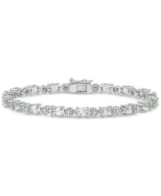 Macy's - Green Quartz (7-3/8 ct. t.w.) & Diamond Accent Link Bracelet in Sterling Silver