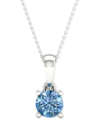 Forever Grown Diamonds - Lab-Created Blue Diamond Solitaire 18" Pendant Necklace (1/5 ct. t.w.) in Sterling Silver